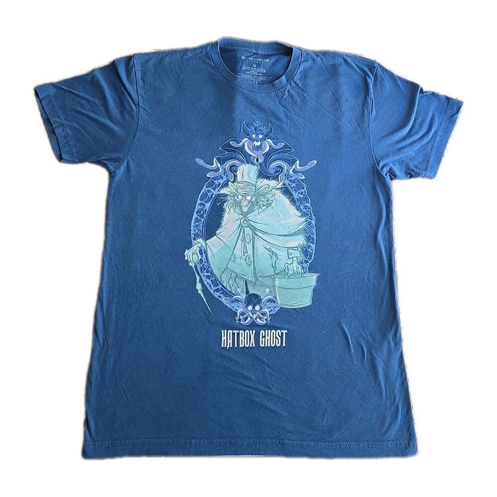 Disney Haunted Mansion Hatbox Ghost Tee Shirt Glow in the Dark Adult Medium